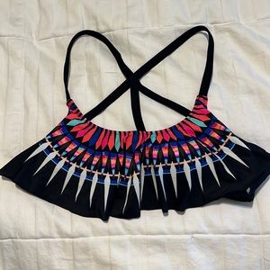 PINK Victoria’s Secret Size Medium Aztec Flounce Bikini Top.